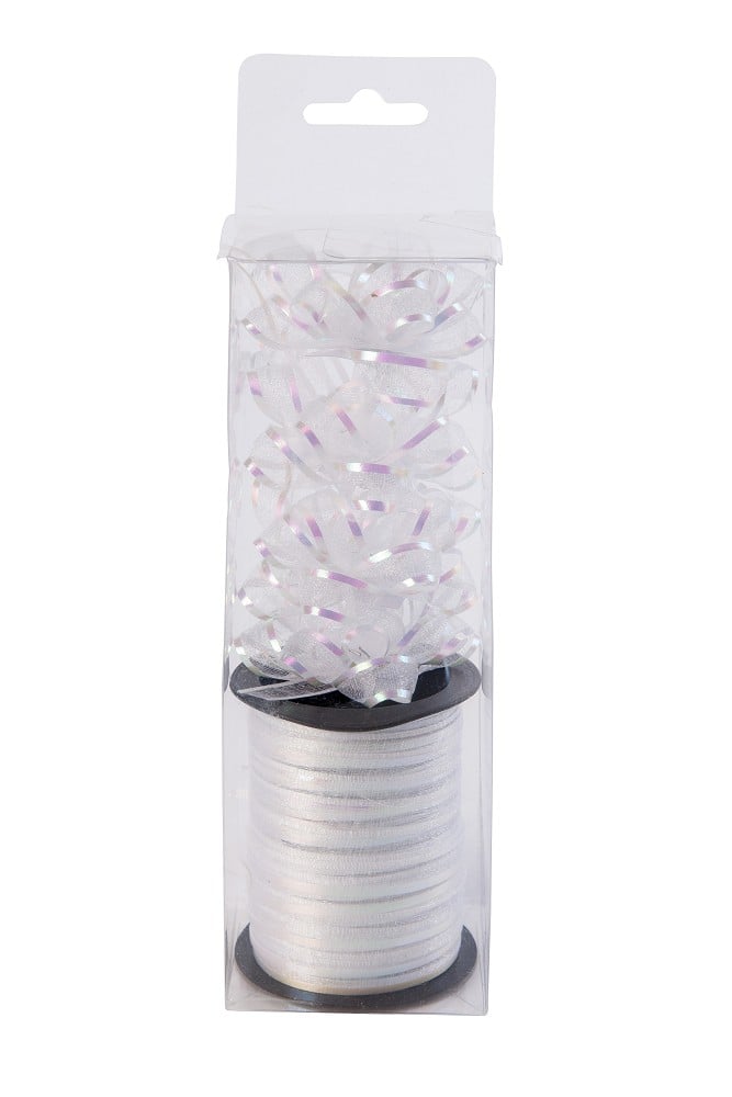 Glitter Polyband weiß plus 4 Schleifen