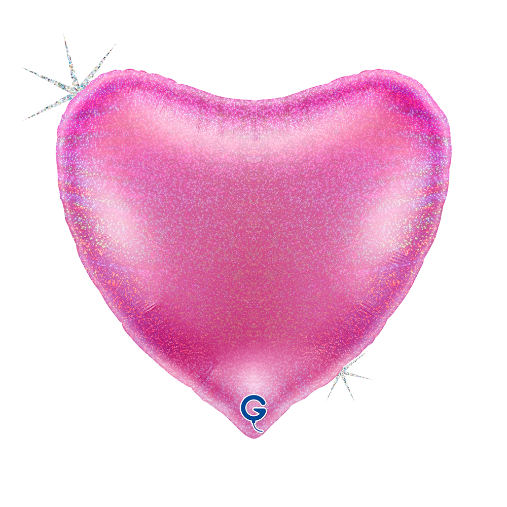 36" Herz Glitter Holographic Fuxia (unverpackt)