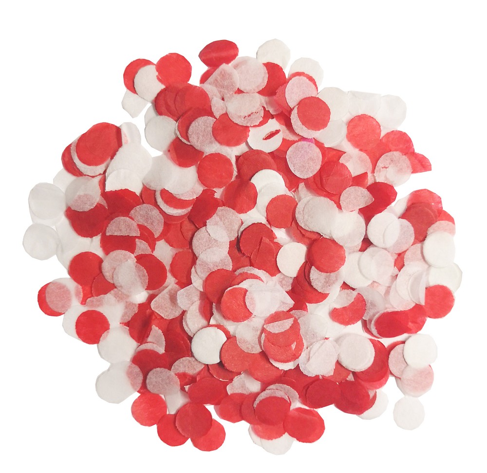 Papier-Konfetti rund 8mm red/white (50g/Btl.)