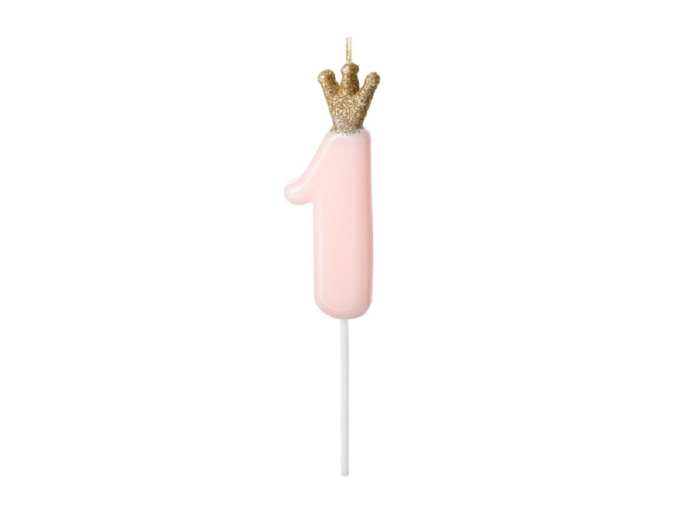 Geburtstagskerze - "1" - hellrosa - 9,5cm - 1 Stk.