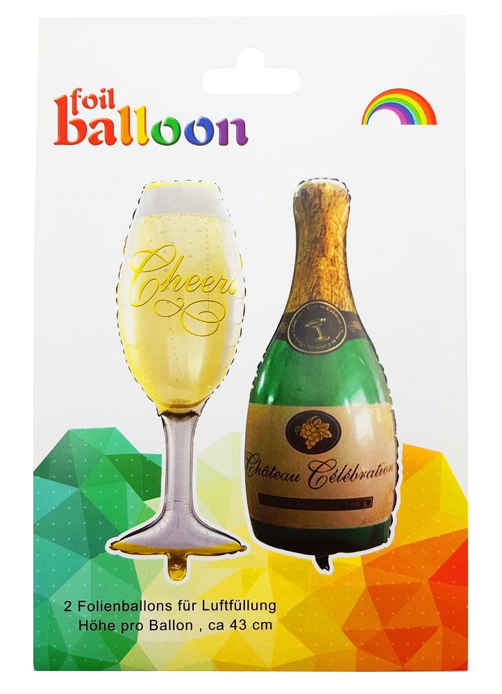 16" Sektflasche Flasche + Glas