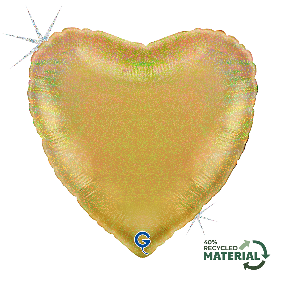 18" Herz Glitter Holographic Gold (unverpackt)