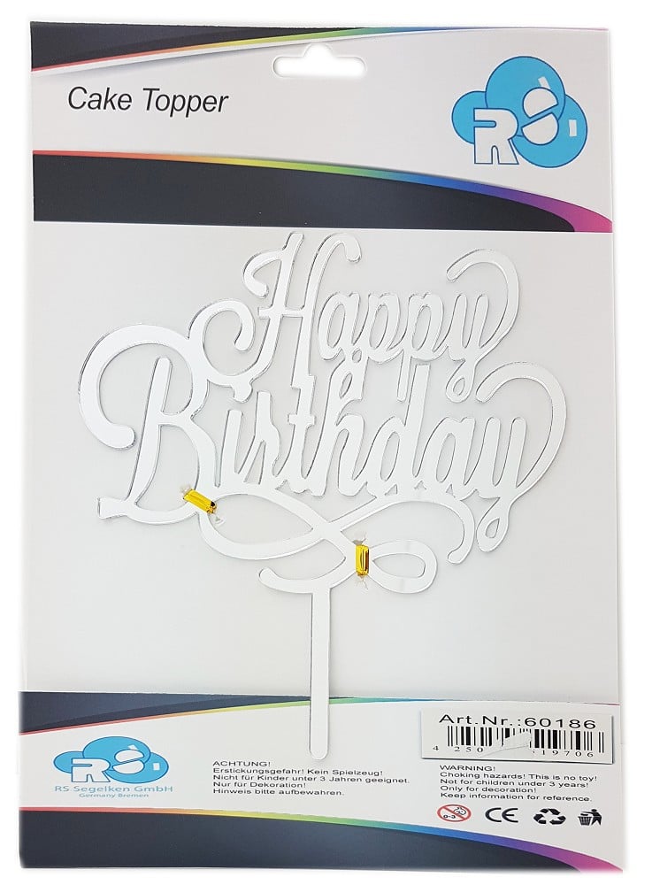 Cake Topper H.B.Script silber