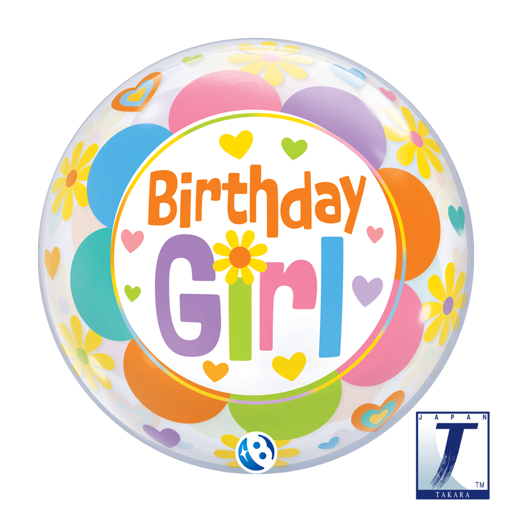 22" Sinlge Bubble Birthday Girl