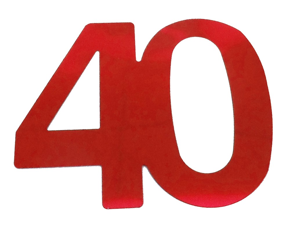 Deko-Folienzahl "40" rot, 13cm