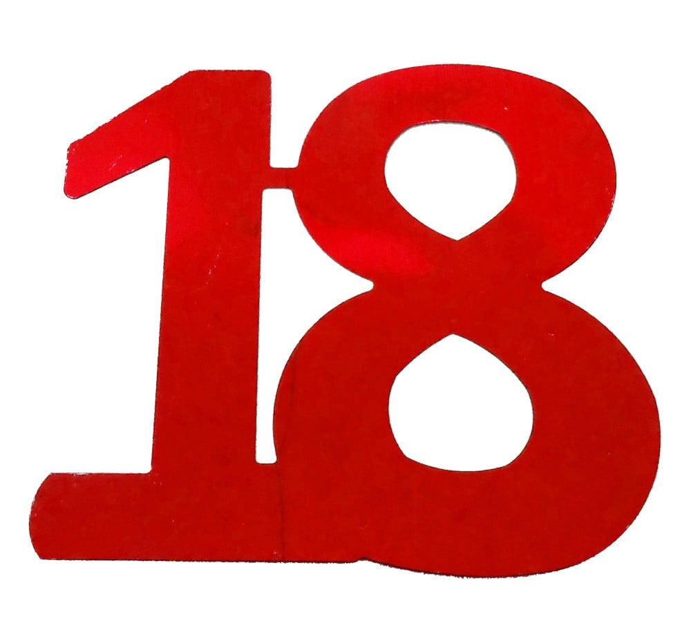 Deko-Folienzahl "18" rot 13cm