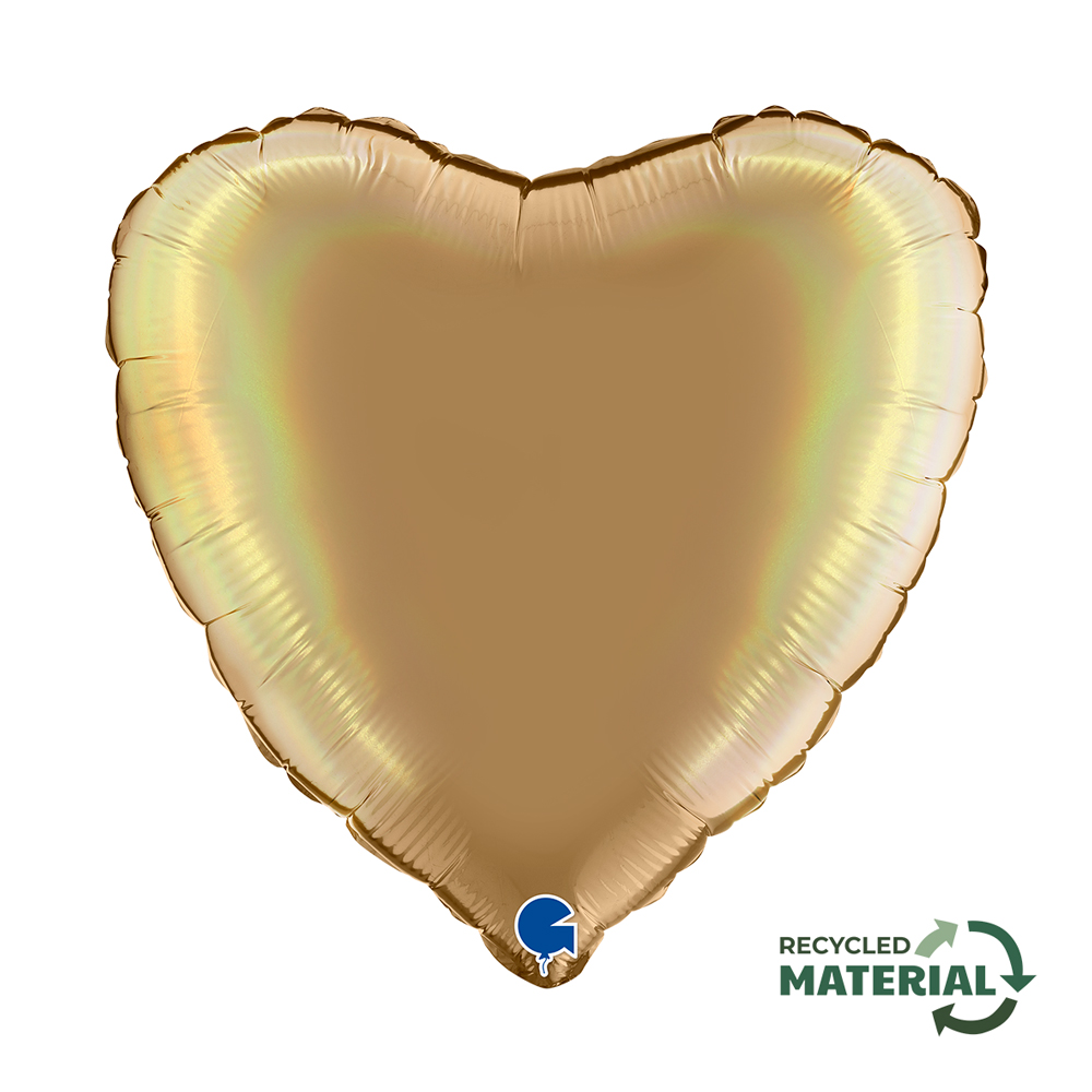 18" Heart Rainbow Holographic Platinum Champagne (unverpackt