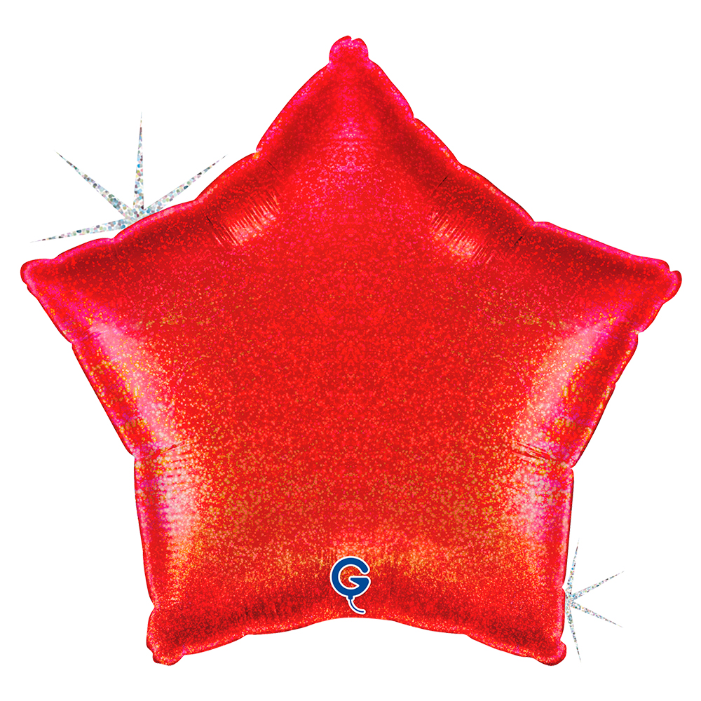 18" Stern Glitter Holographic Red (unverpackt)