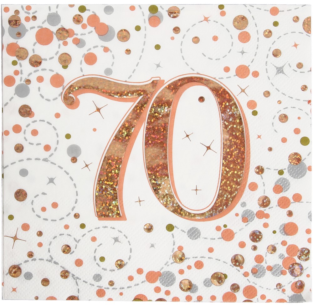 Servietten H.B. "70"  White & Rosé Gold Holographic