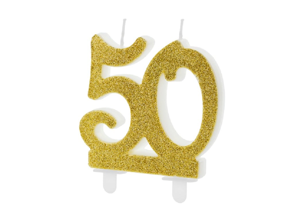 Geburtstagskerze - "50" - gold - 7,5cm - 1 Stk.