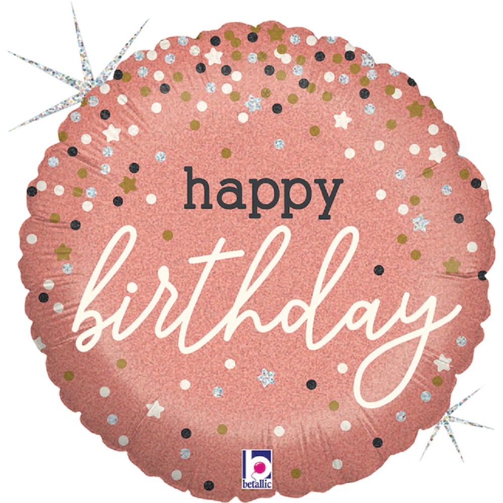 9" Rose Gold Confetti B-Day (ohne Ventil, zum Selbstverschwe