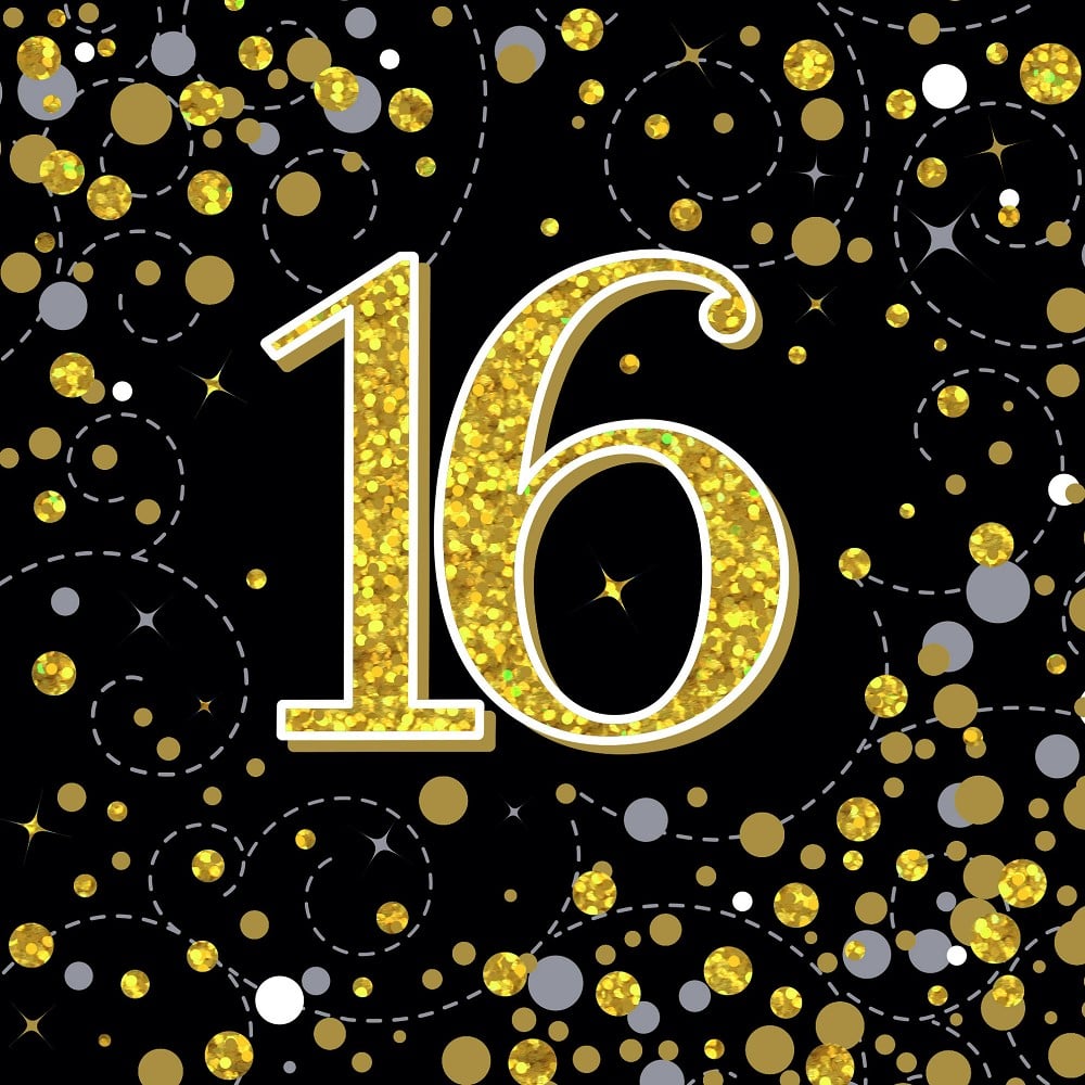 Napkins H.b. "16" Sparkling Fizz Black & Gold