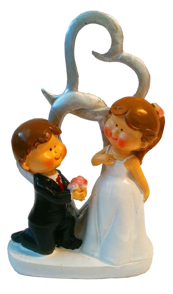 Polyresinfigur Hochzeitspaar mit Doppelherz