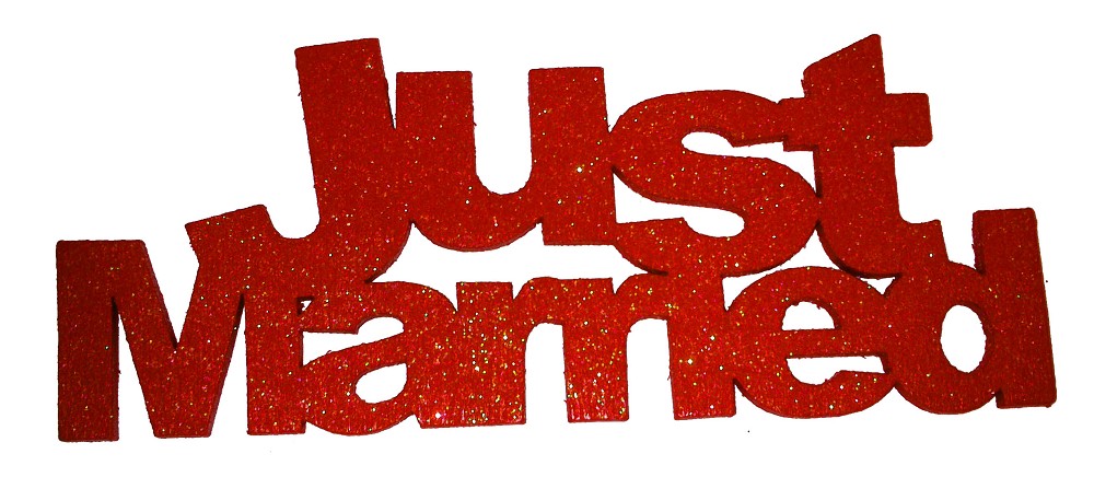 Wooden Lettering "Just Married" Mica-red 13cm