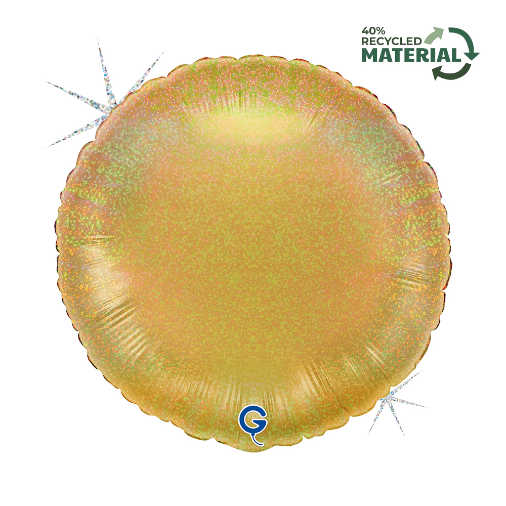 18" Round Glitter Holographic Gold 5 (Unpacked)