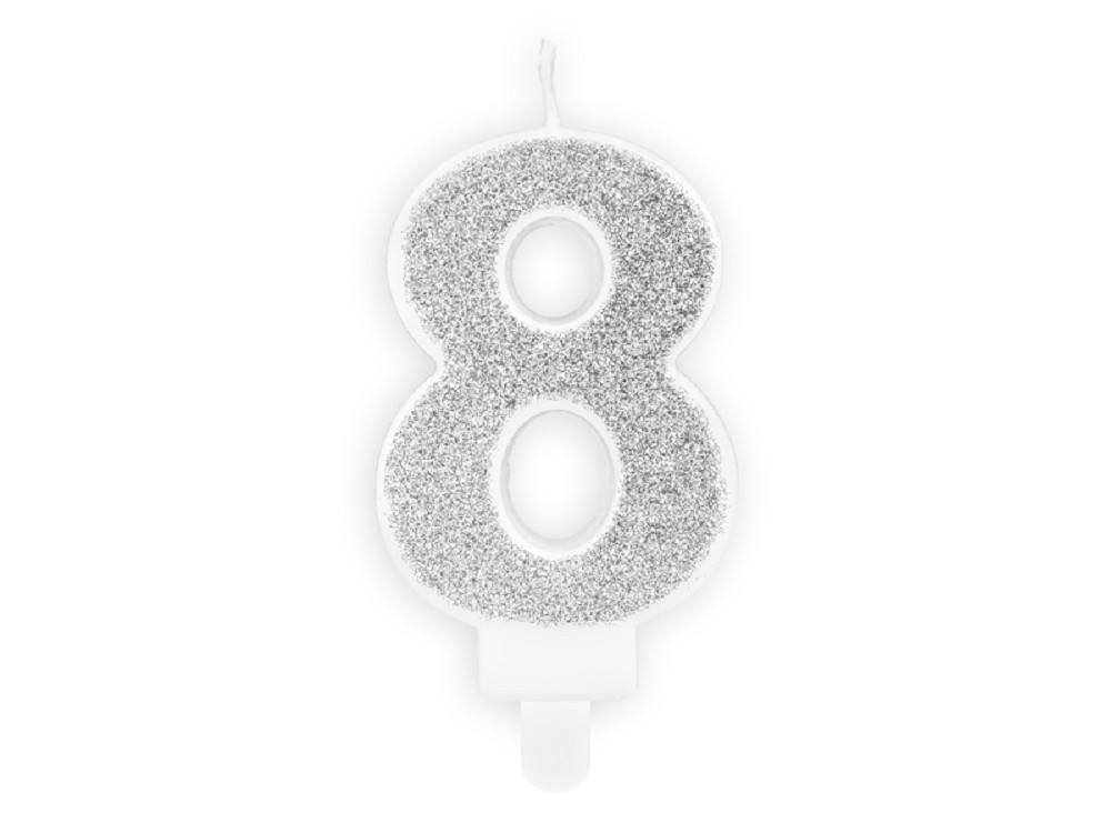 Geburtstagskerze - ''8'' - silber - 7cm - 1 Stk.