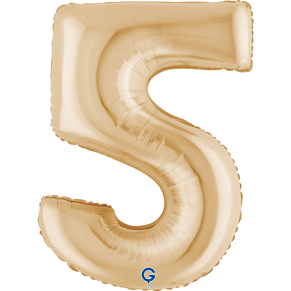 40" Foil Number "5" White Gold