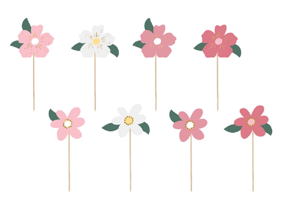 Cake Topper - Blumen - Mix - 13-14,5cm - 8 Stk.