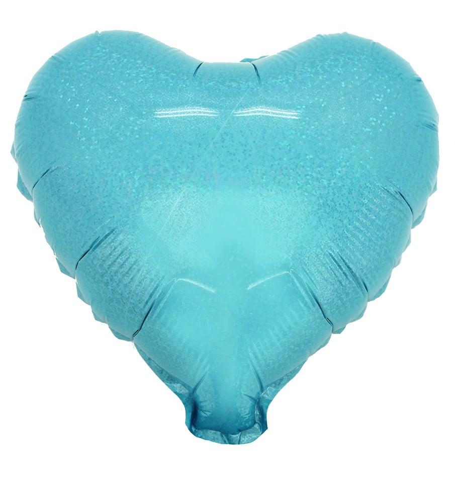 9" Herz Holografi hellblau (mit Ventil, für Luftfüllung)