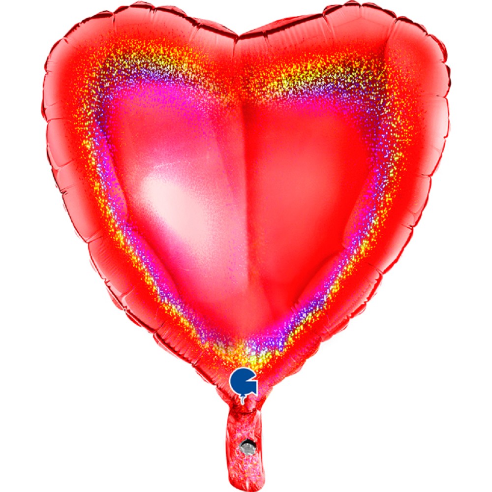 18" Herz Glitter Holographic Red (unverpackt)