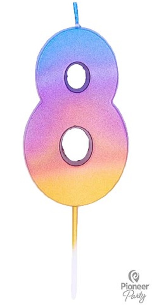 Kerzen Zahl "8"  Rainbow Ombre