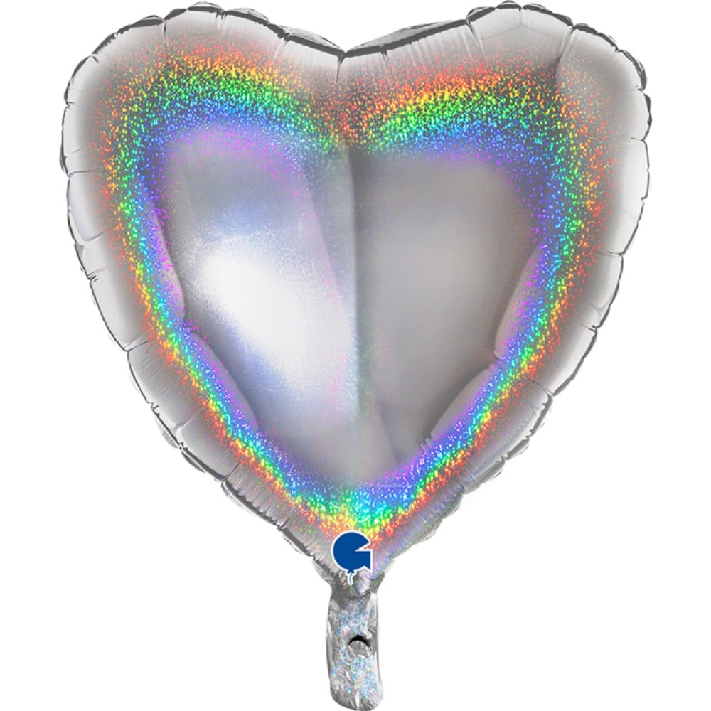 18" Herz Glitter Holographic Silver (unverpackt)