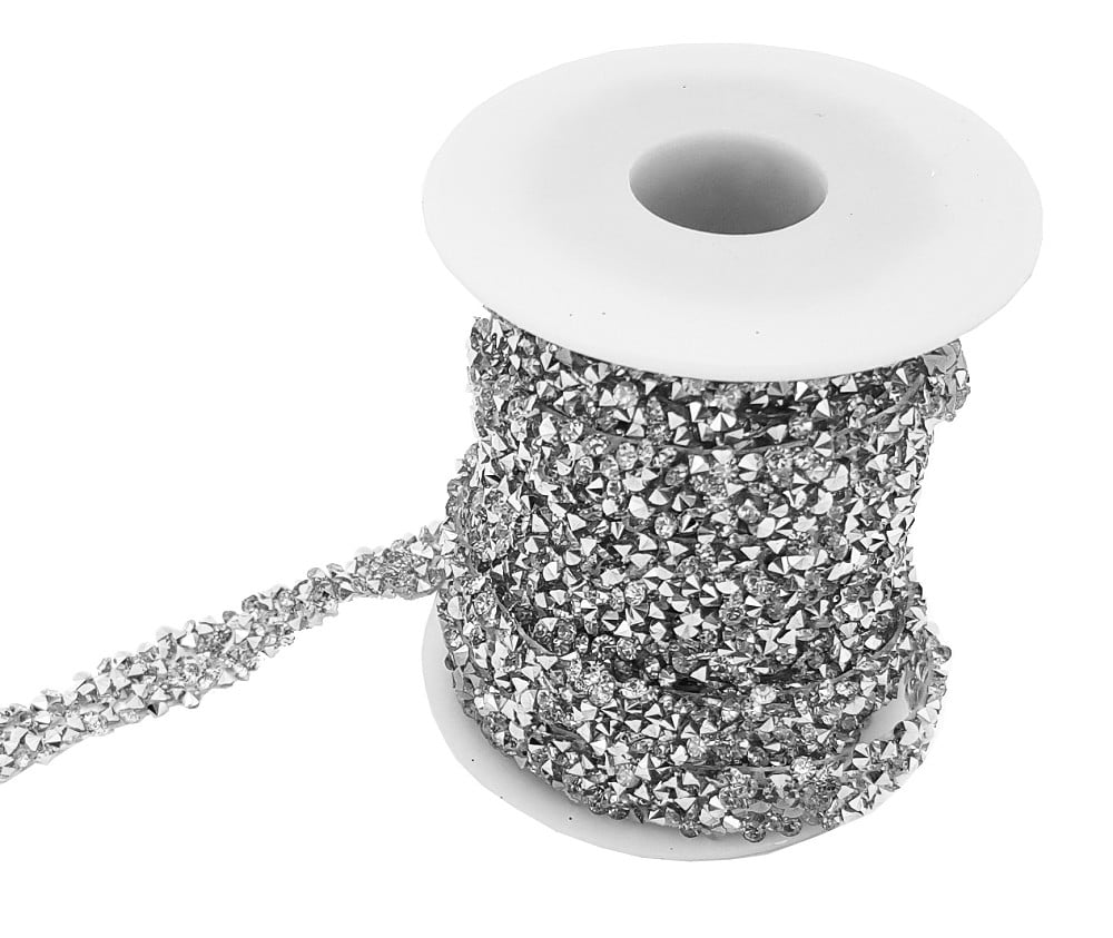 Glitzerband auf Rolle silber (1,2cm x 4,6m)