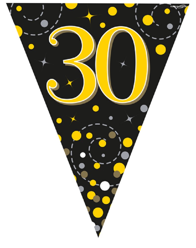 Wimpelkette H.B ."30" Black & Gold Holographic 3,9m