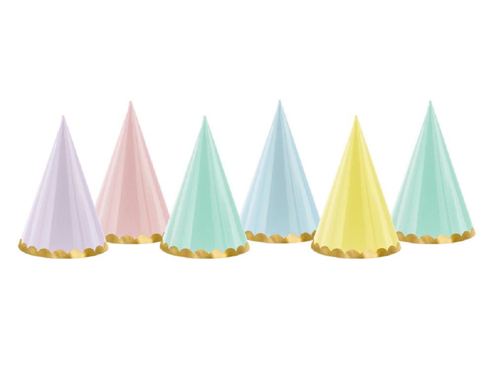 Partyhüte - Yummy - Pastellfarben - Mix - 16cm - 6 Stk.