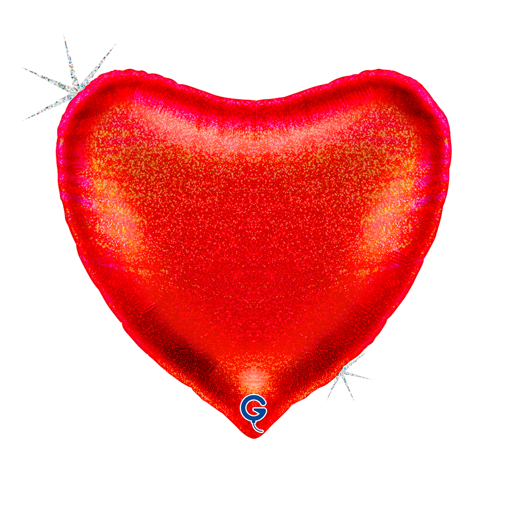 36" Herz  Glitter Holographic Red (unverpackt)