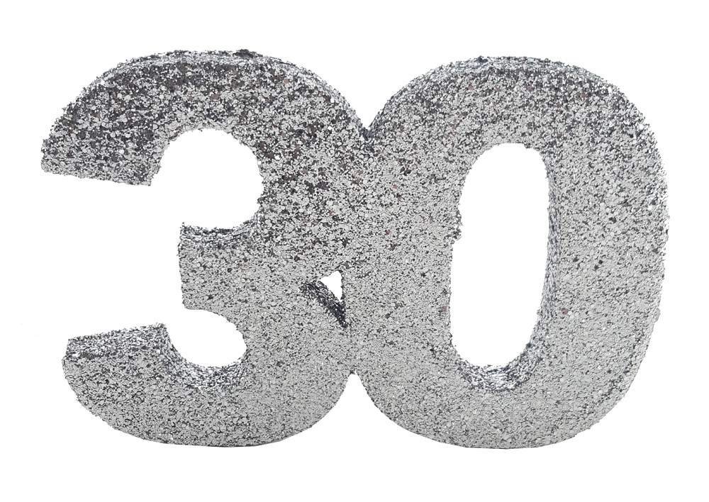 Deko-Glimmerzahl "30" (10cm)