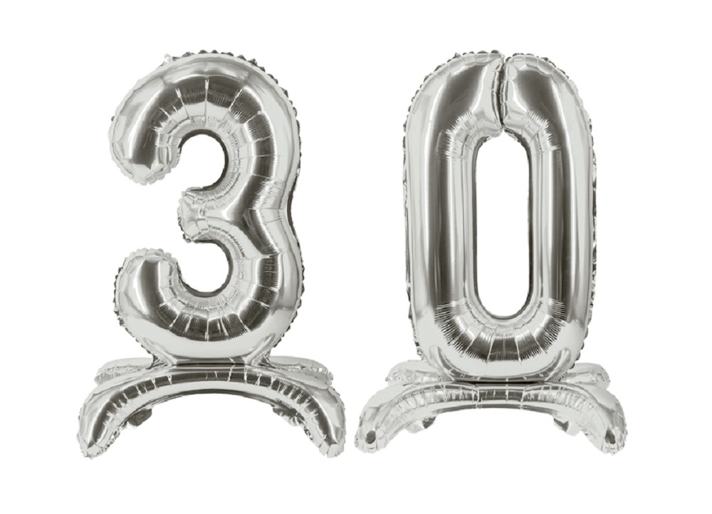 16" Stand Up Balloon "30" Silber