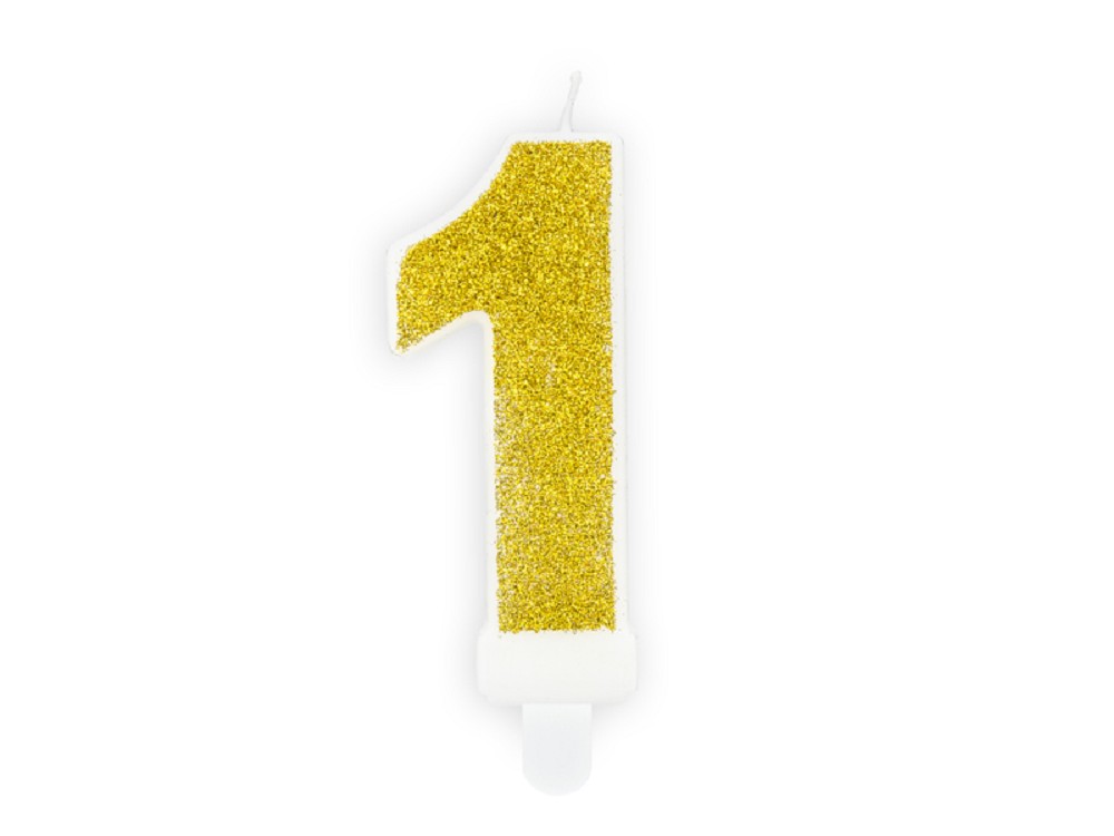 Geburtstagskerze - ''1'' - gold - 7 cm - 1 Stk.