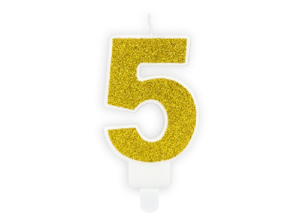 Geburtstagskerze - ''5'' - gold - 7cm - 1 Stk.