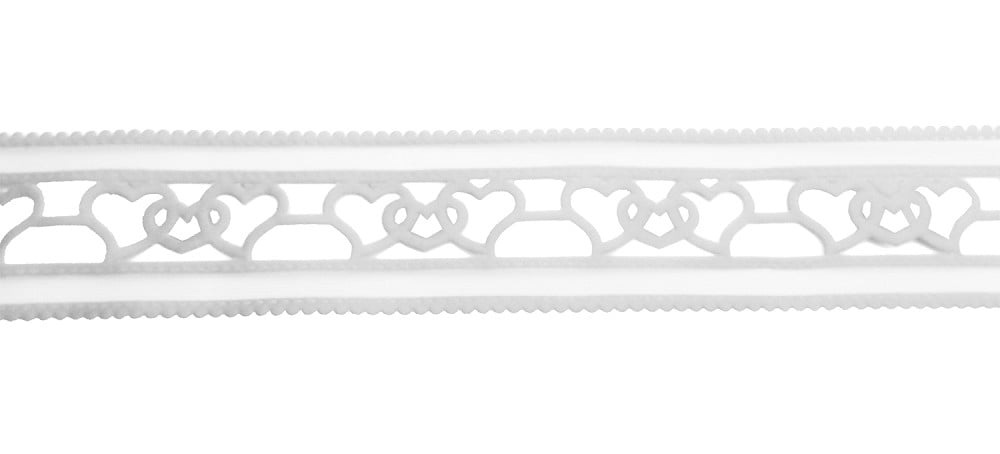 Stoffband Doppelherzen weiß