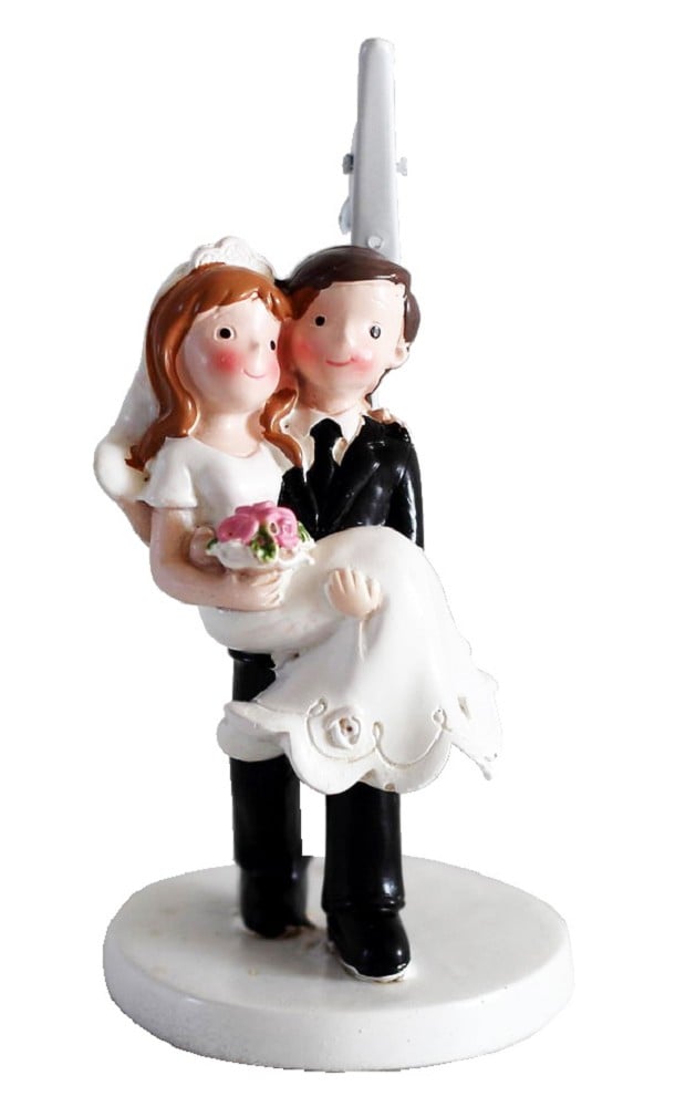 Polyresinfigur Bräutigam trägt Braut Clip