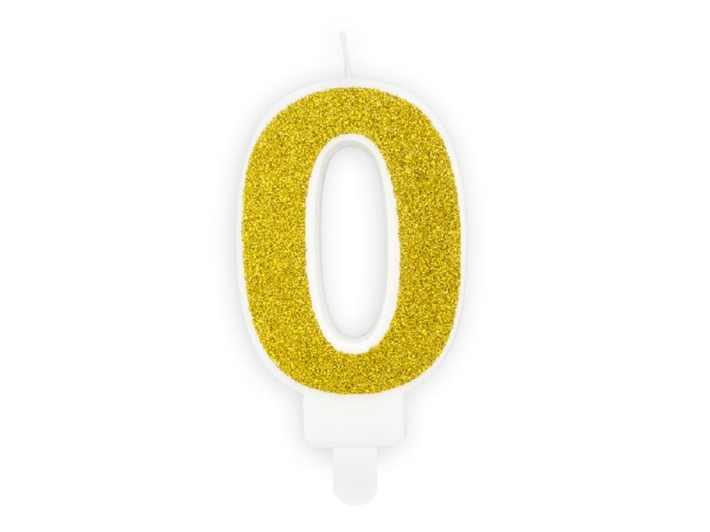 Geburtstagskerze - ''0'' - gold - 7 cm - 1 Stk.