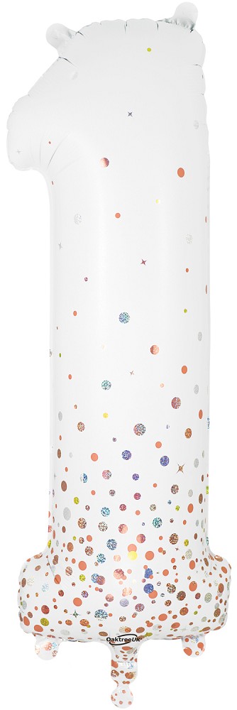 34" Folienzahl "1" Sparkling Fizz Holographic White