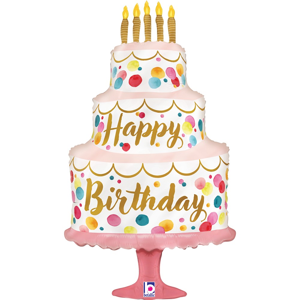 33" Satin Birthday Pink Cake