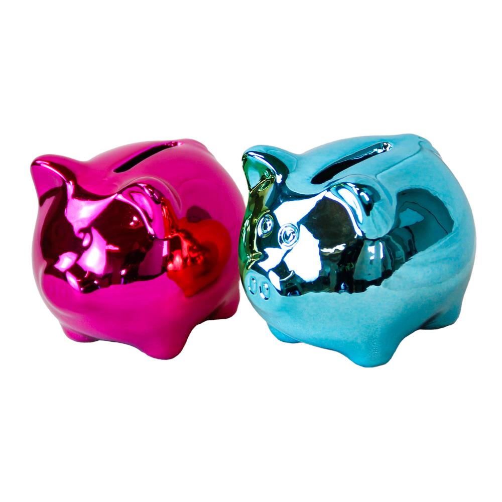 Sparschwein klein, Türkis, Pink  sortiert