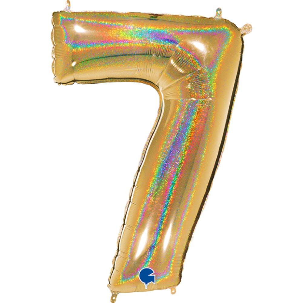 40" Folienzahl "7" Glitter Holographic Gold