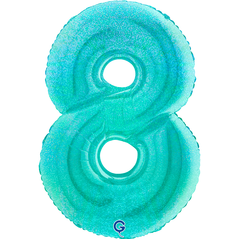 40" Folienzahl "8" Glitter Holographic Tiffany