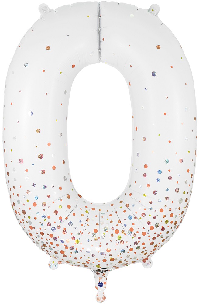 34" Folienzahl "0" Sparkling Fizz Holographic White
