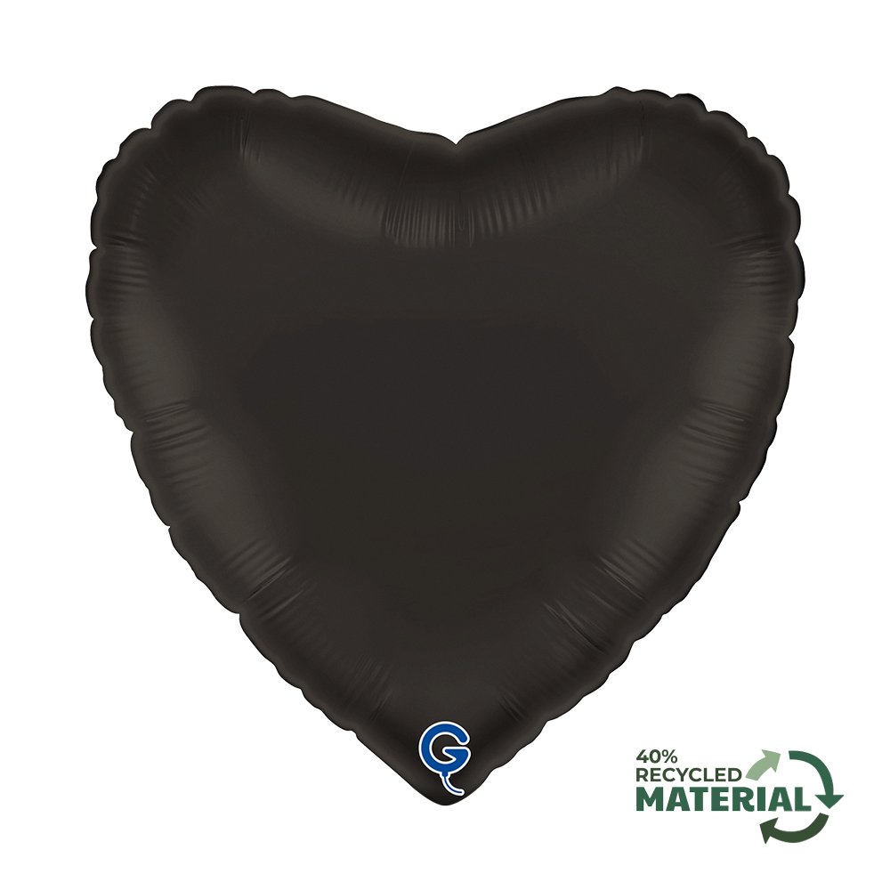 18" Heart Satin Fumé Black (unverpackt)