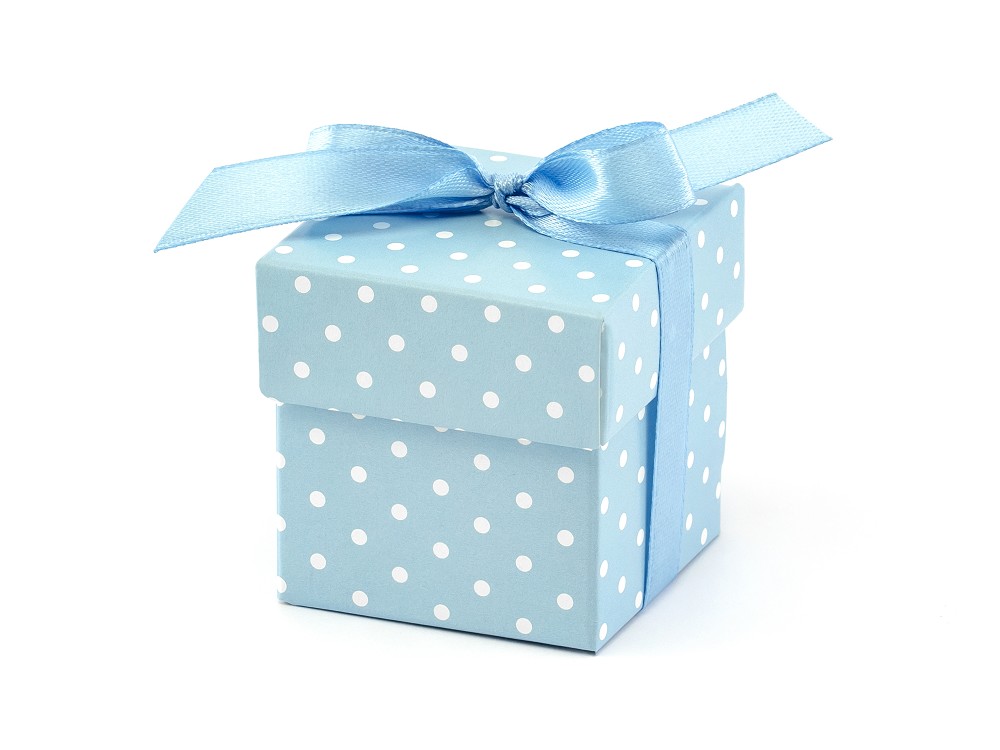 Gastgeschenk Boxen - gepunktet - hellblau - 5x5x5cm - 10 Stk