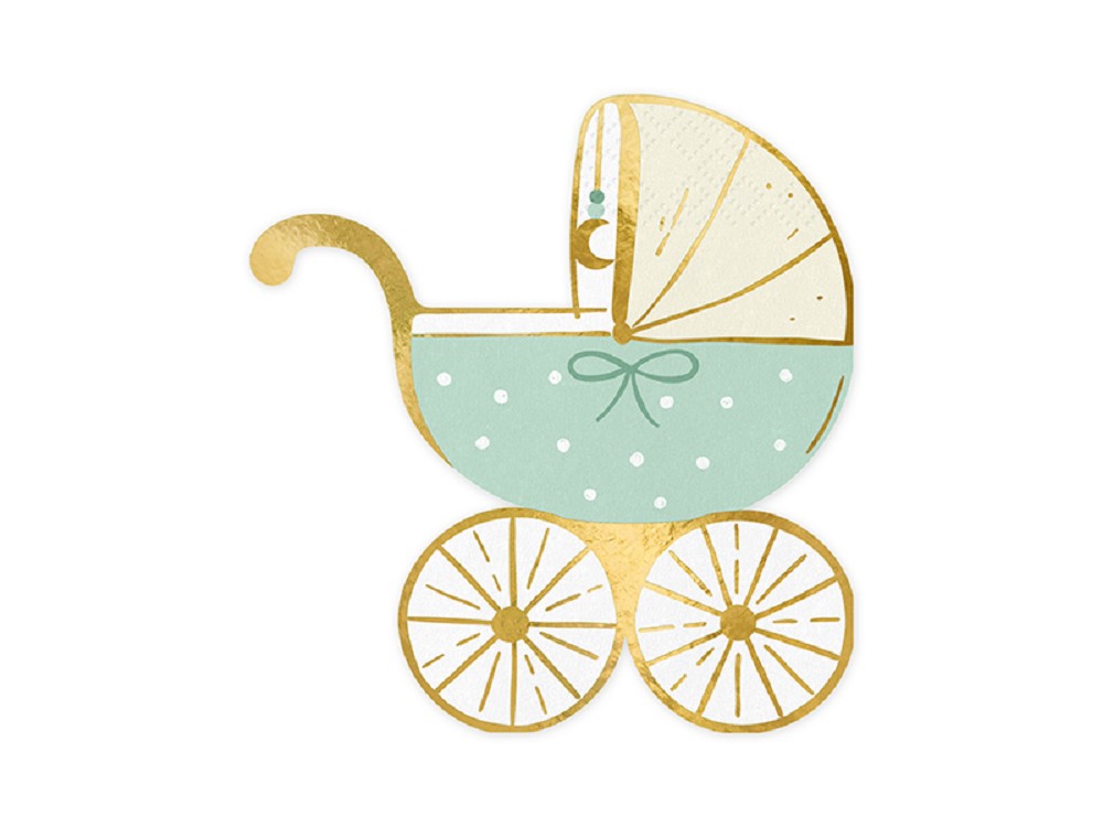 Servietten - Kinderwagen - tiffany blue - 14x15cm - 20 Stk.