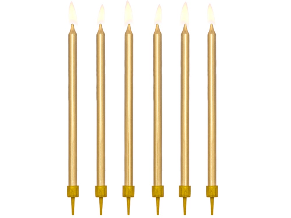 Geburtstagskerzen - glatt - gold - 12,5cm - 12 Stk.
