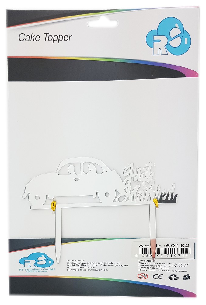 CakeTopper  J. M. mit Auto silber