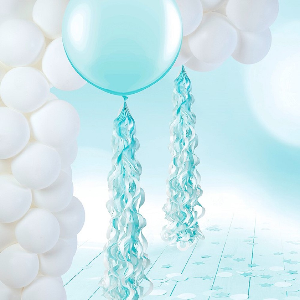 Spiral-Tassel Balloon tail white/pale blue
