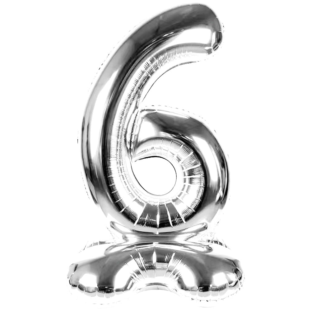 50" Stand Up Balloon Zahl 6 silber